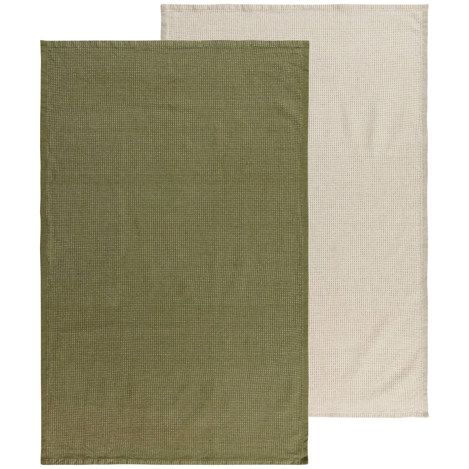 Côte Hand Towels – Olive & Natural, Set of 2