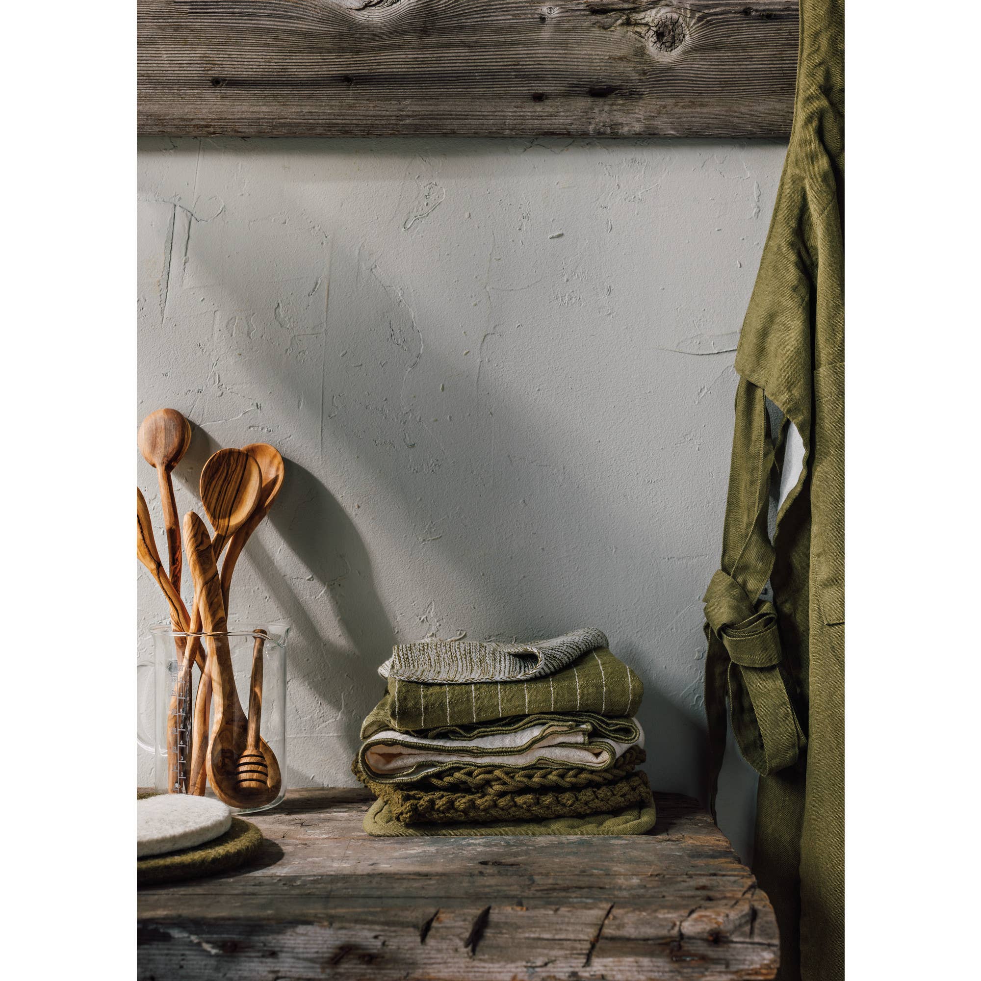 Ombra Potholder – Handwoven Olive Cotton