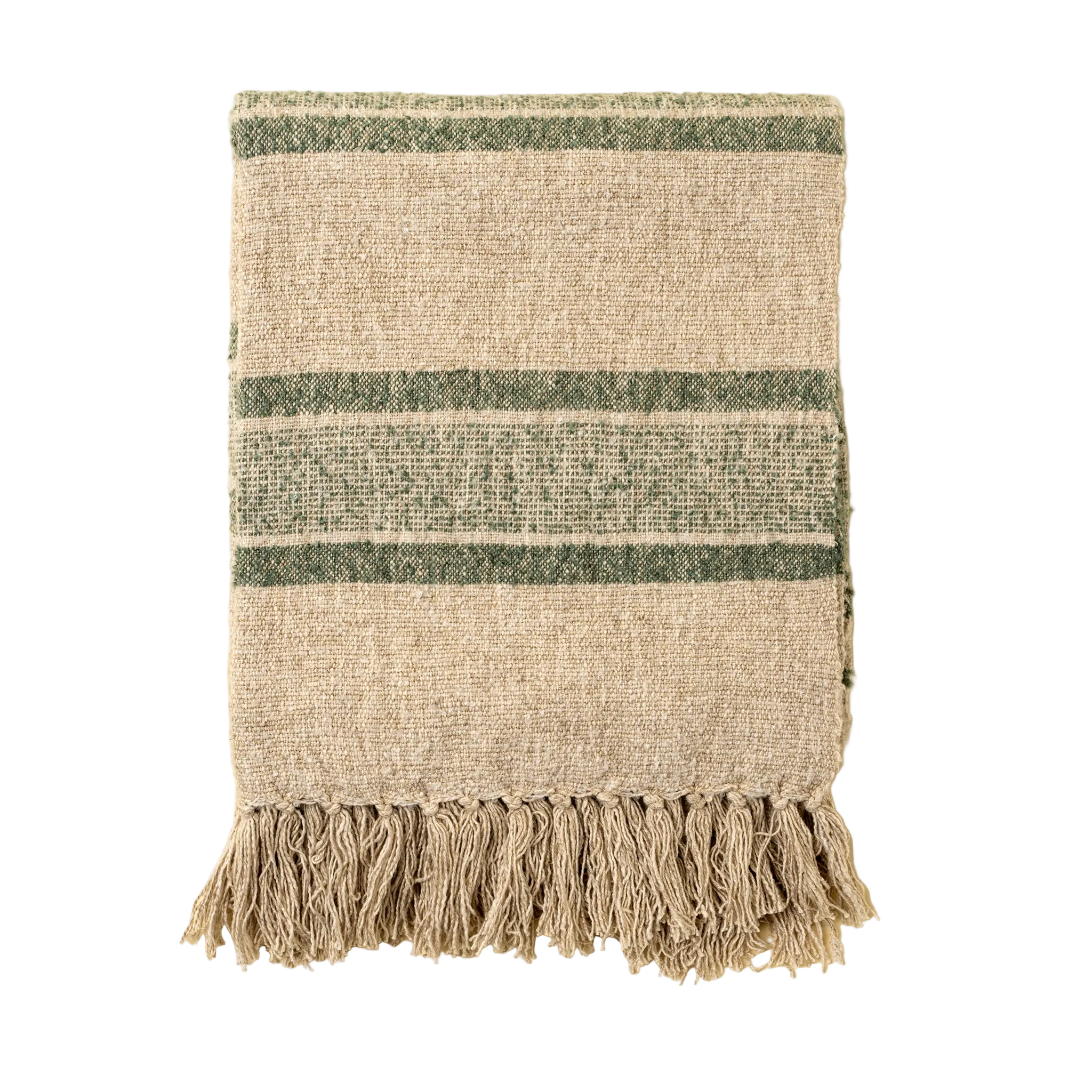 Tulum Throw – Striped Cotton & Linen Blanket with Fringe