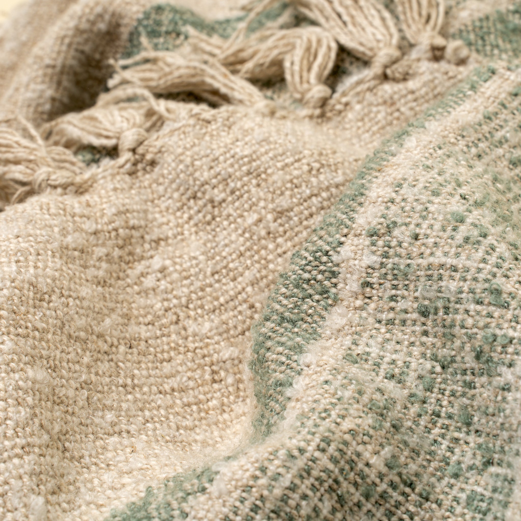 Tulum Throw – Striped Cotton & Linen Blanket with Fringe