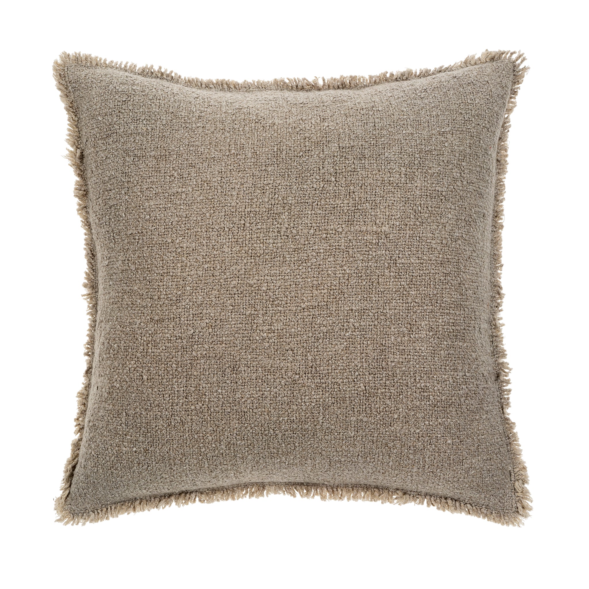 Bouclé Fringe Pillow – Cotton, Linen & Down Fill, 20"