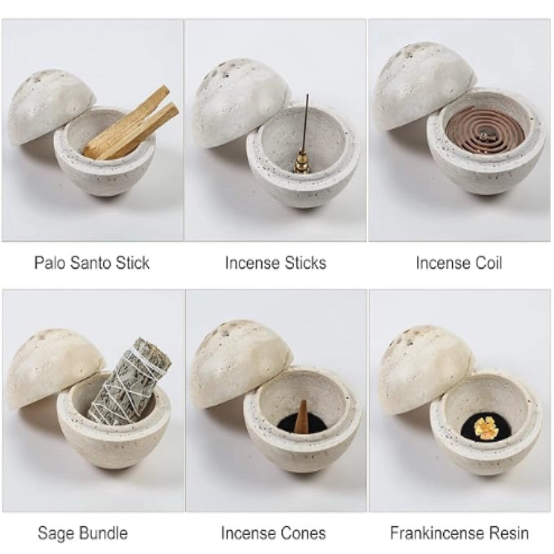 Pietra Sphere – Travertine Incense Burner