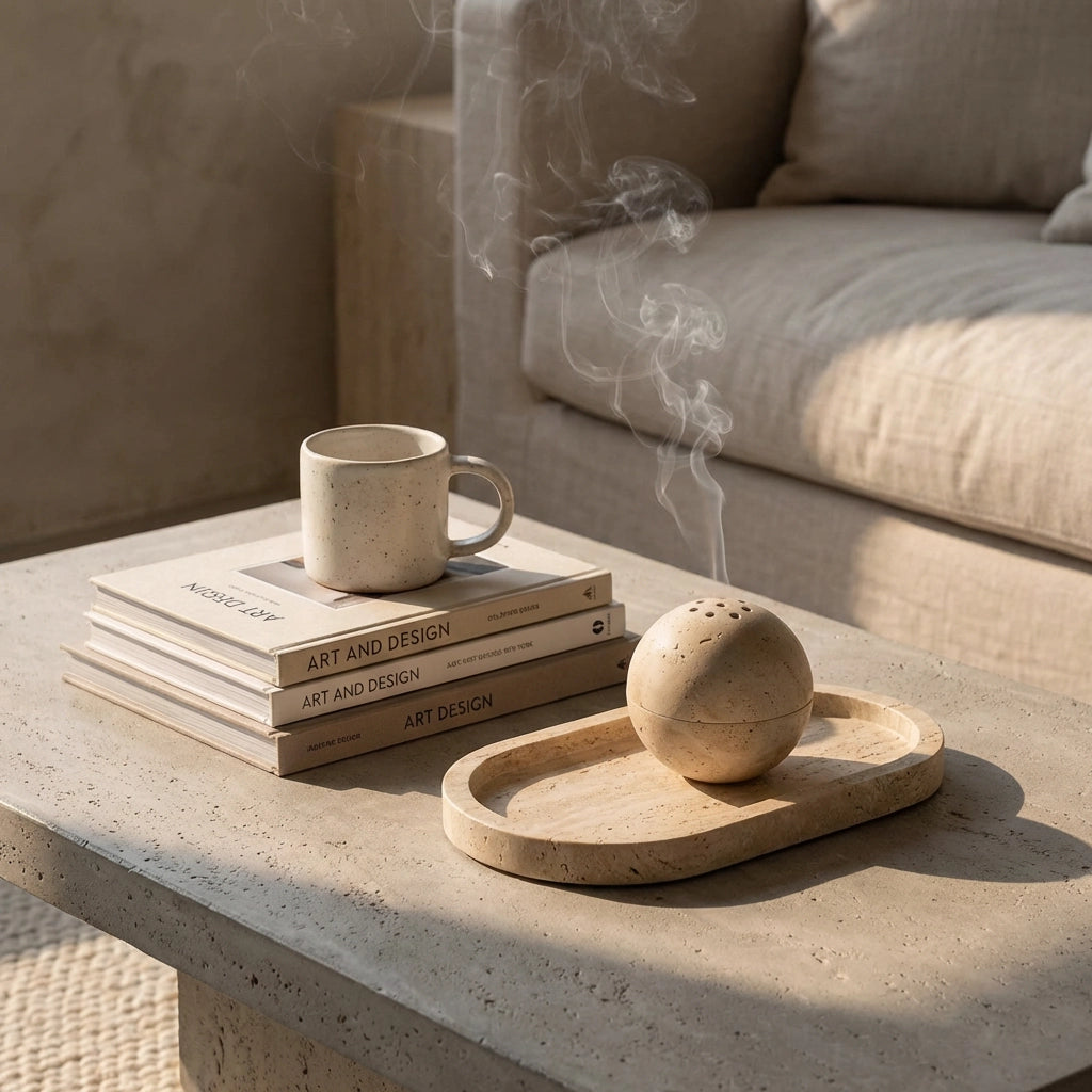 Pietra Sphere – Travertine Incense Burner