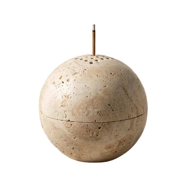 Pietra Sphere – Travertine Incense Burner