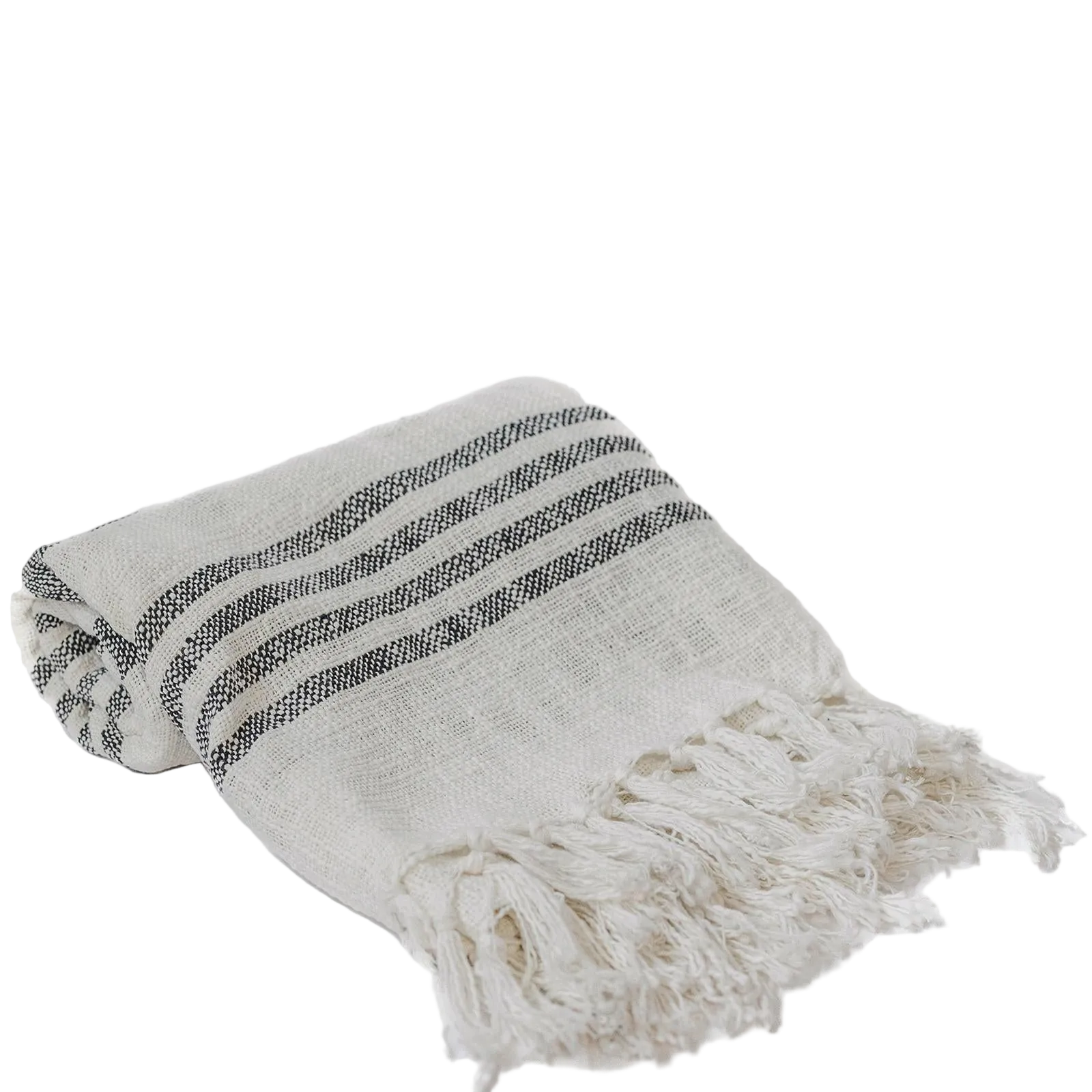 Ivoire Throw – Striped Cotton Blanket with Tassels