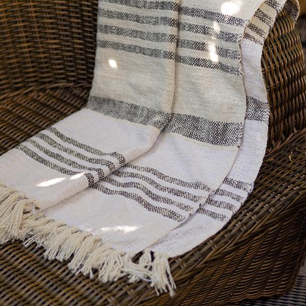 Ivoire Throw – Striped Cotton Blanket with Tassels