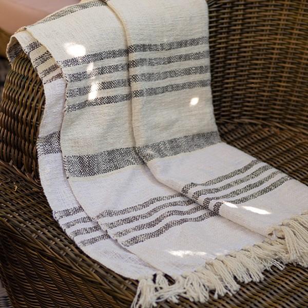 Ivoire Throw – Striped Cotton Blanket with Tassels
