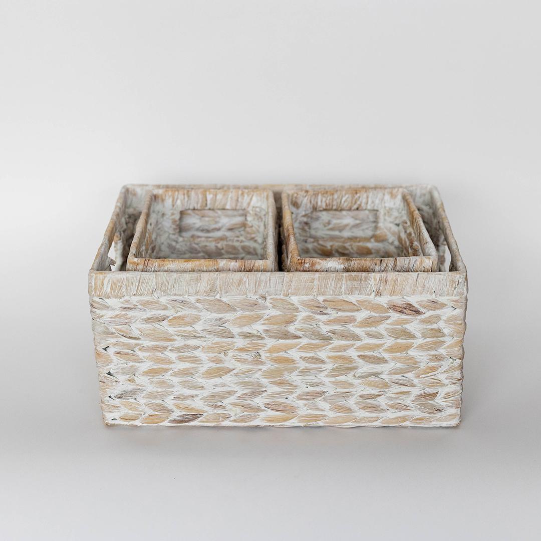 Blanc Trio – Washed Storage Baskets, Set of 3