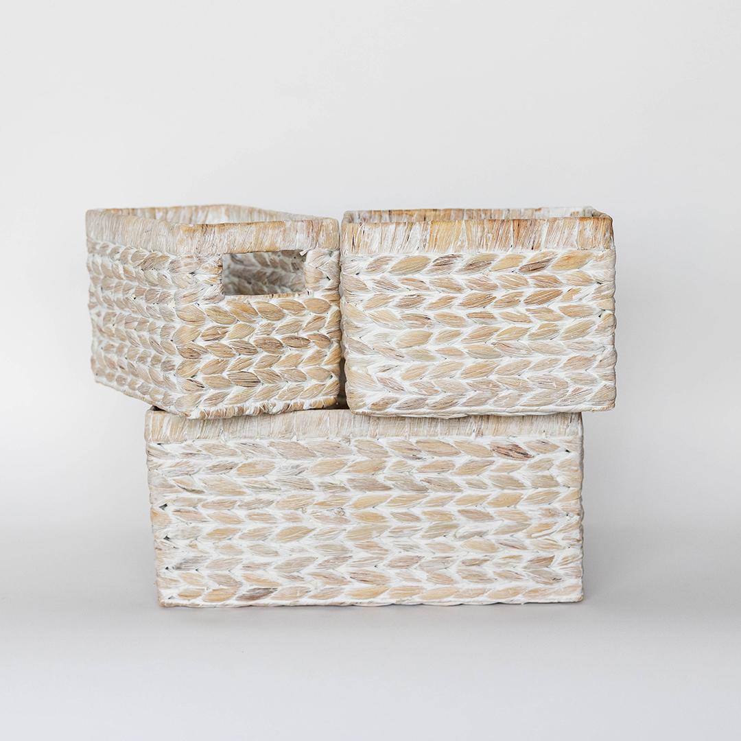 Blanc Trio – Washed Storage Baskets, Set of 3