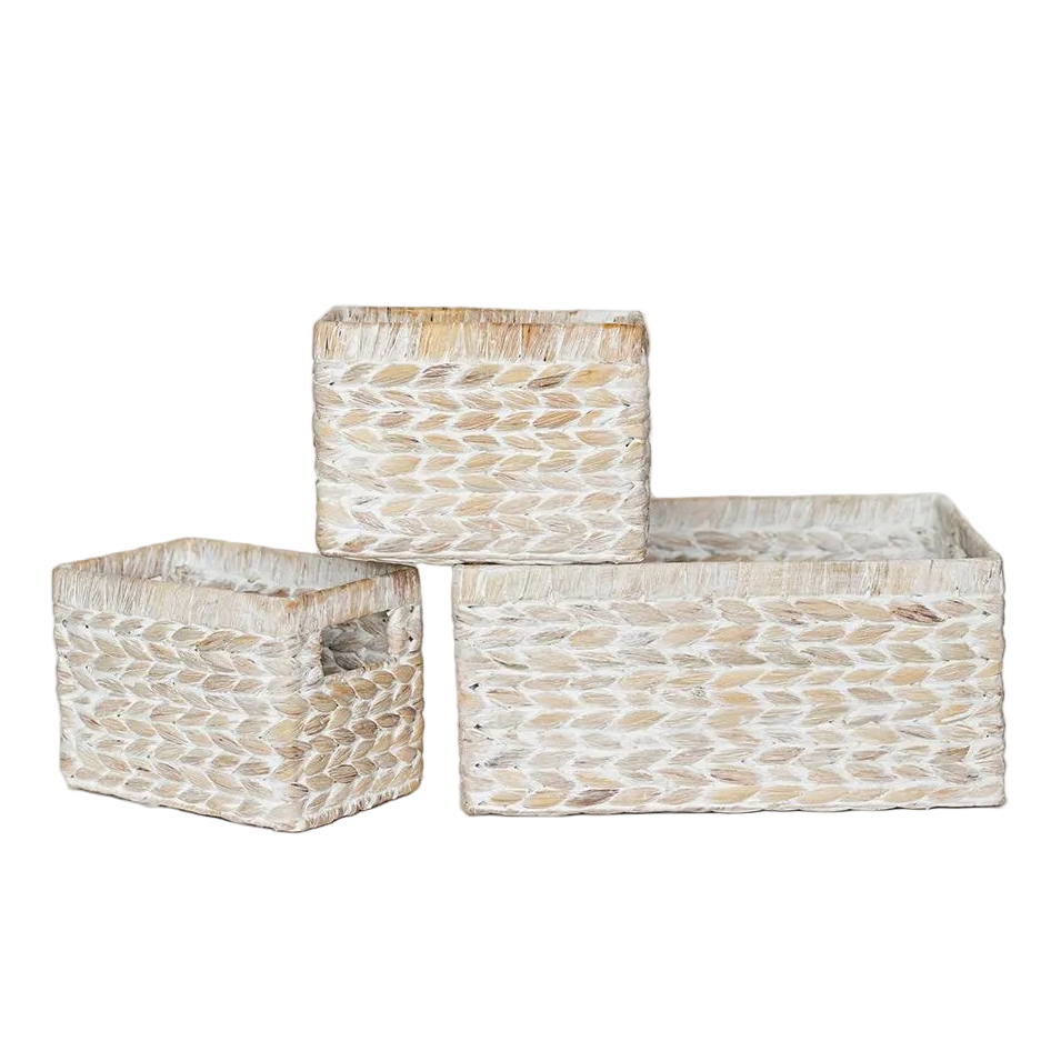 Blanc Trio – Washed Storage Baskets, Set of 3
