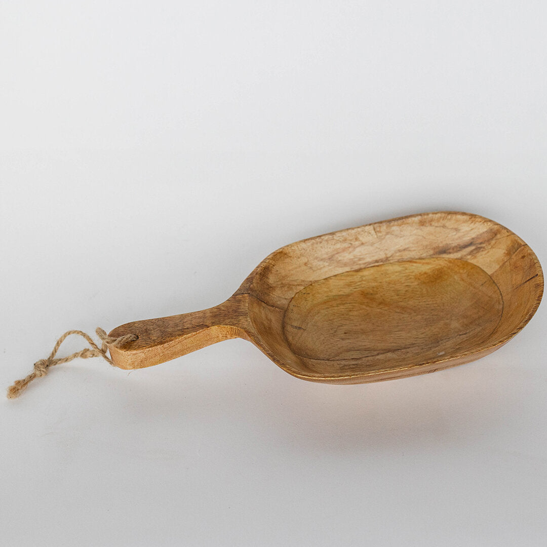 Rustique Scoop Bowls – Handled Wood, Set of 2