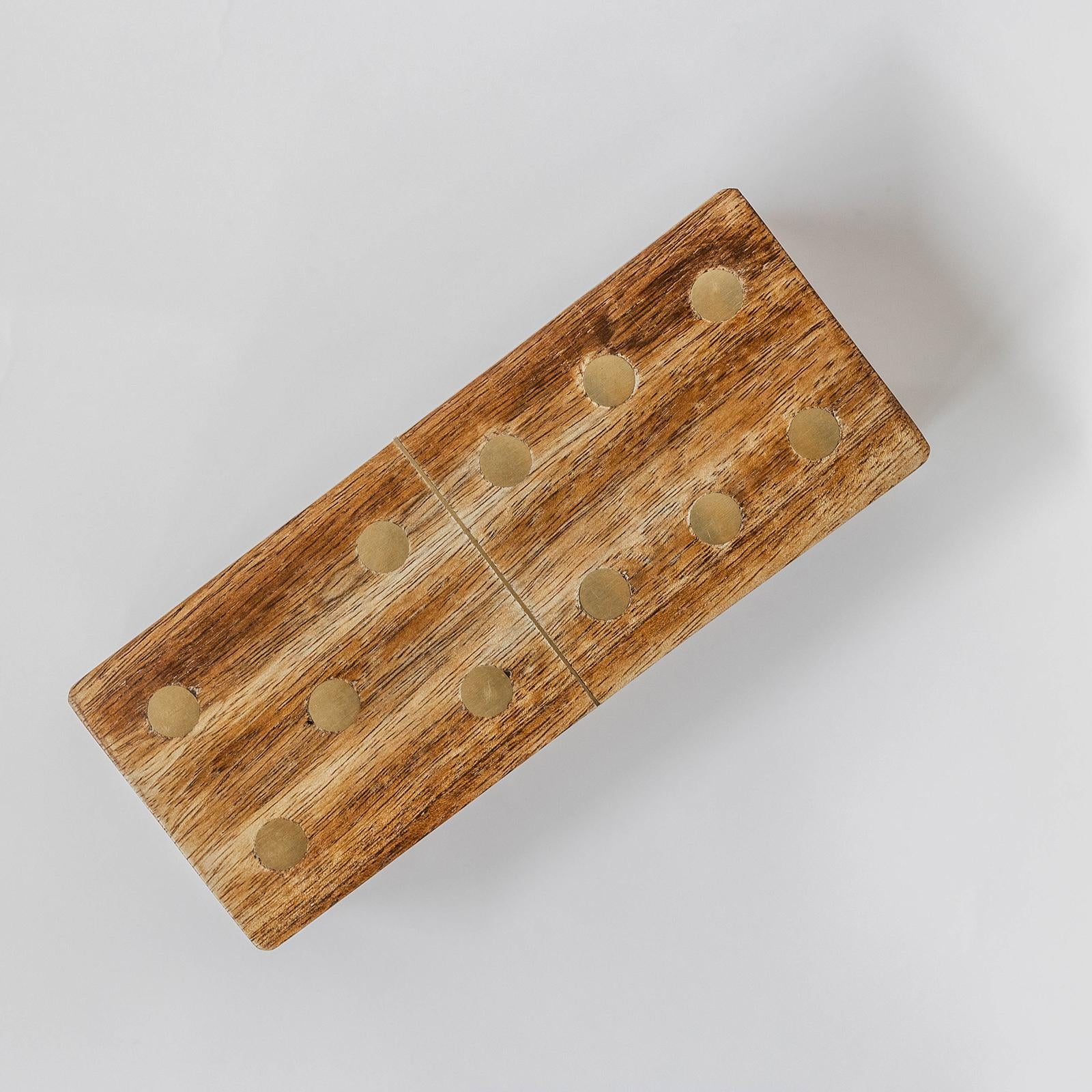 Domino Set – Wooden with Brass Inlay & Box