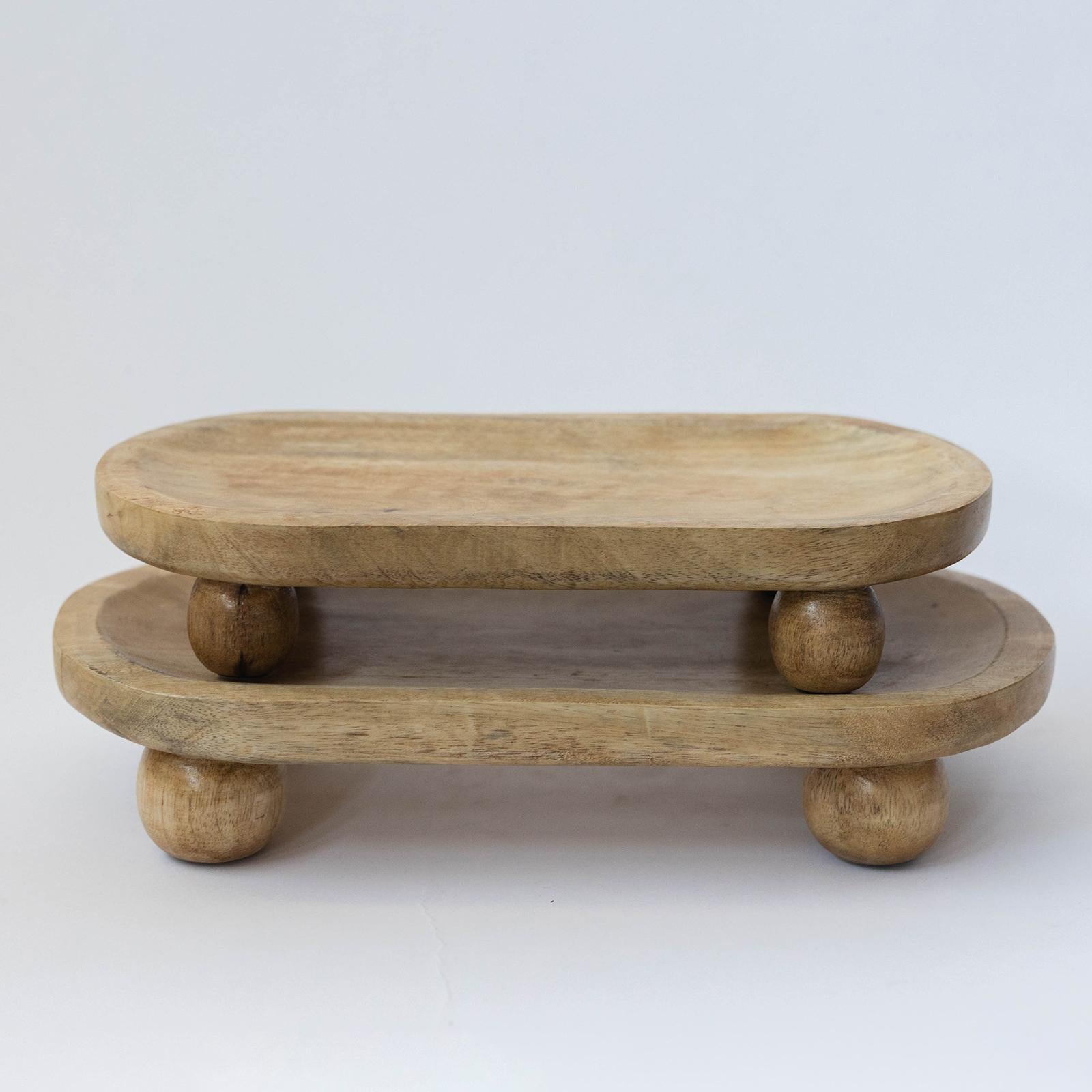 Piedmont Tray Set – Footed Wood Trays, Set of 2