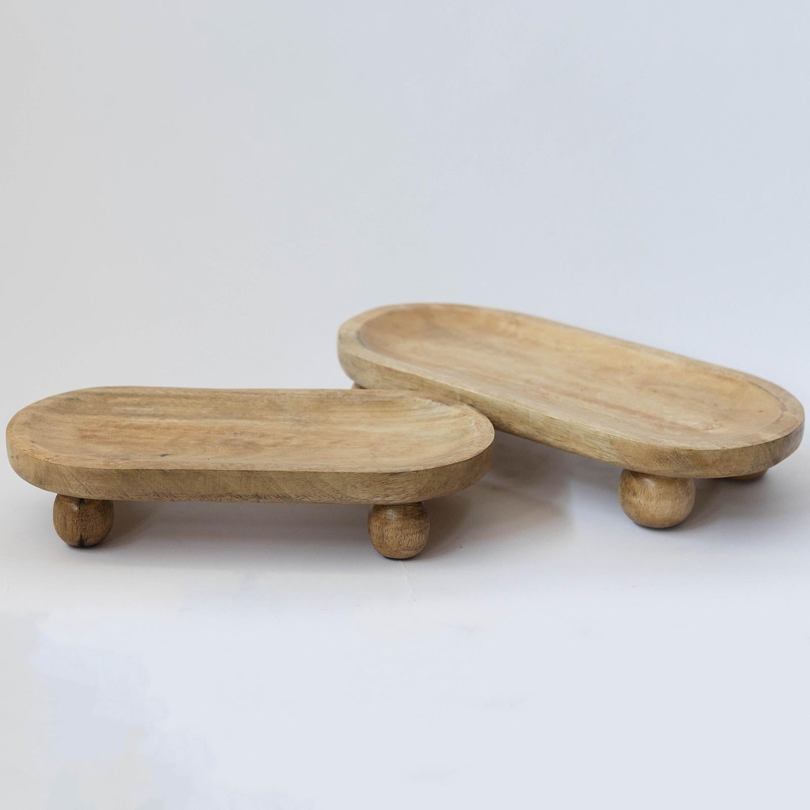 Piedmont Tray Set – Footed Wood Trays, Set of 2
