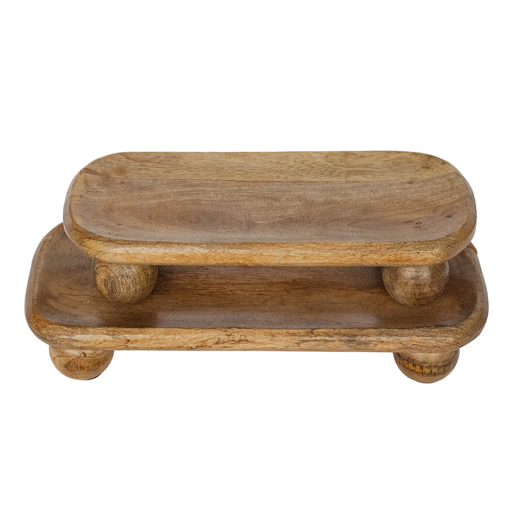 Piedmont Tray Set – Footed Wood Trays, Set of 2